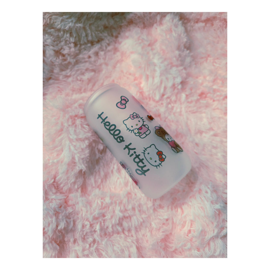 Hello Kitty Frosted Glass Cup, Iced Coffee Tumbler