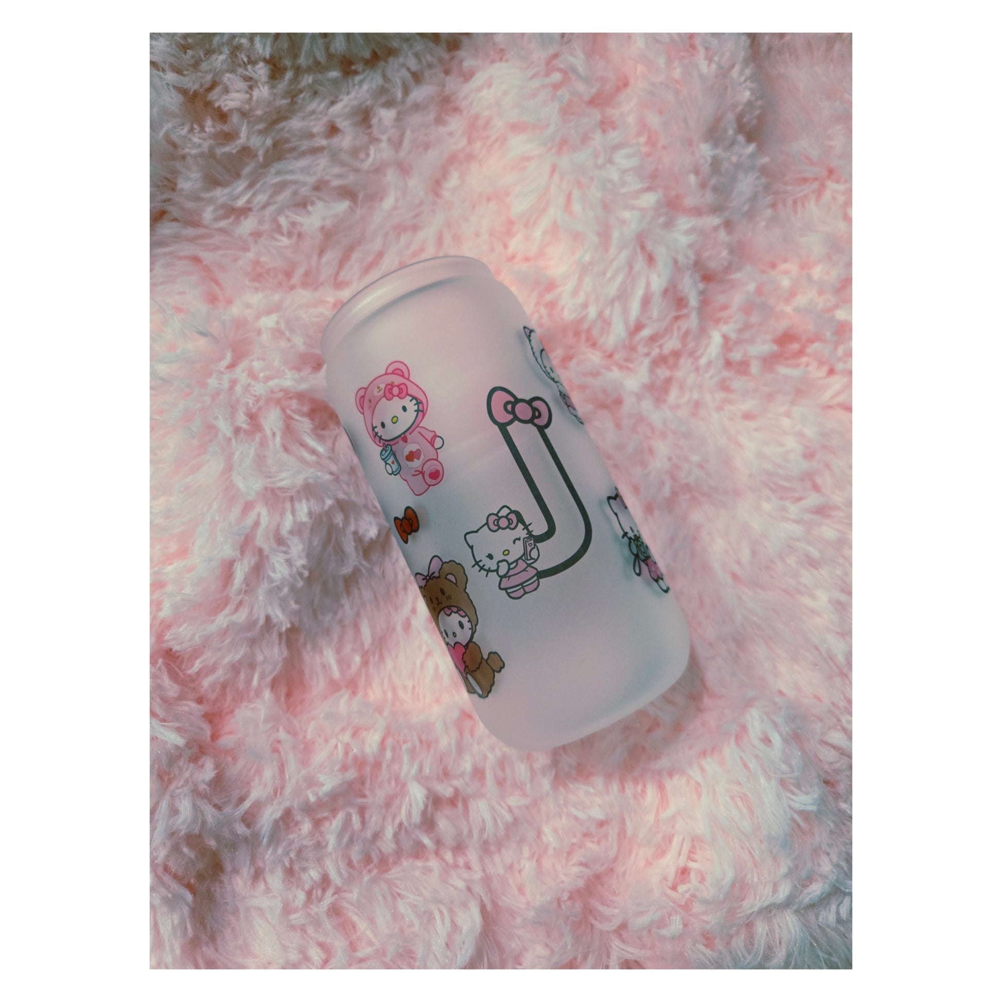 Hello Kitty Frosted Glass Cup, Iced Coffee Tumbler