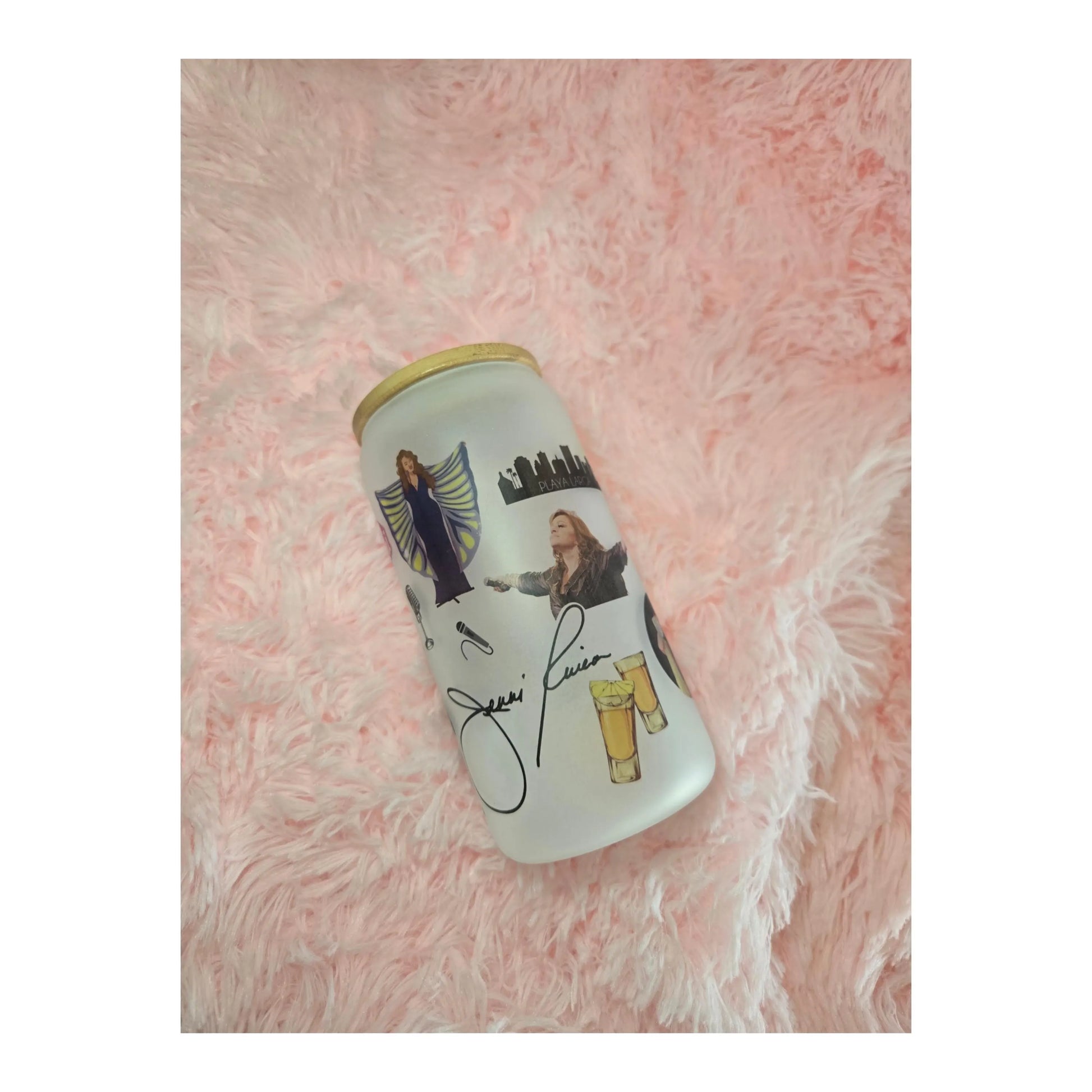 Jenni Rivera Frosted Glass Cup, Iced Coffee Tumbler