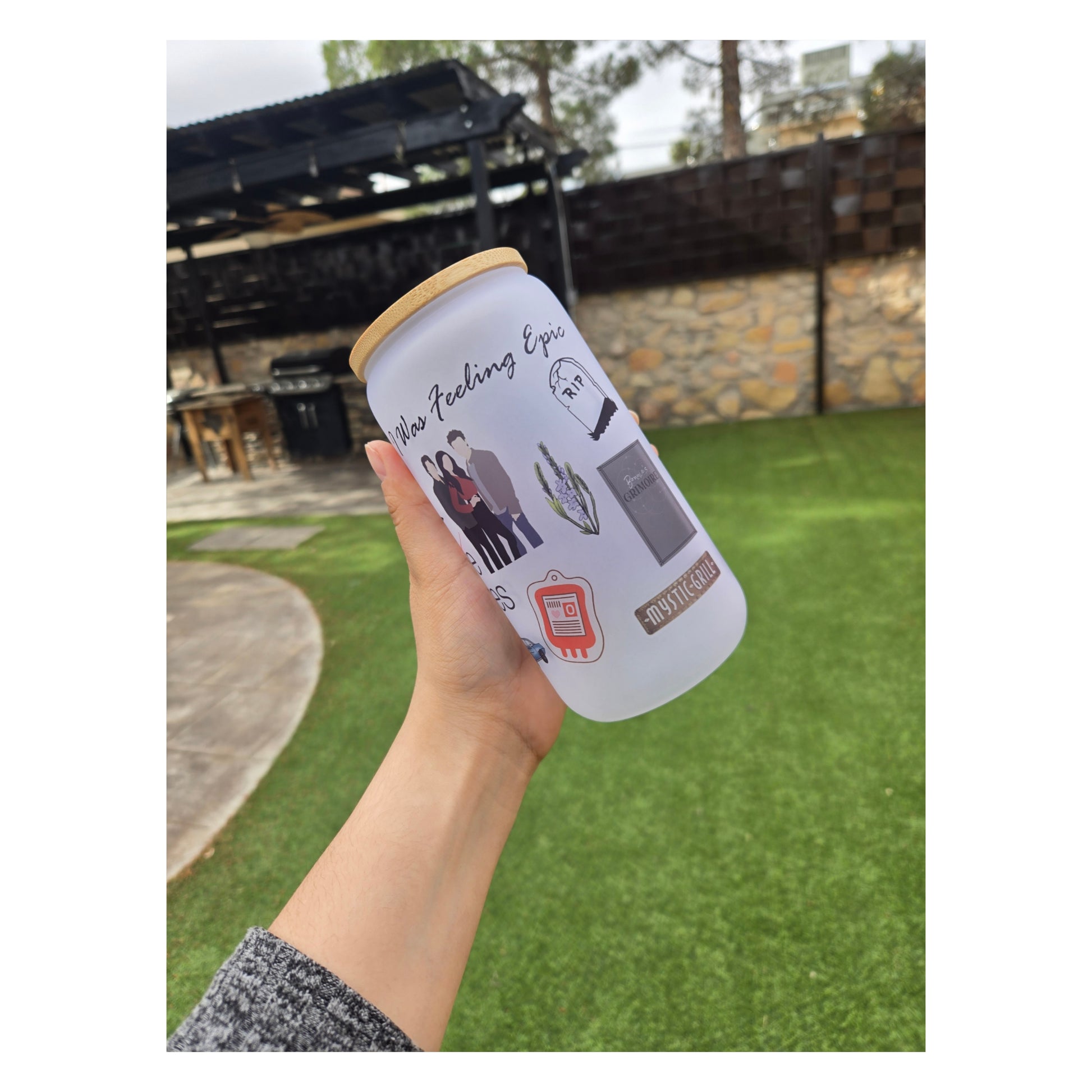 The Vampire Diaries Frosted Glass Cup, Iced Coffee Tumbler