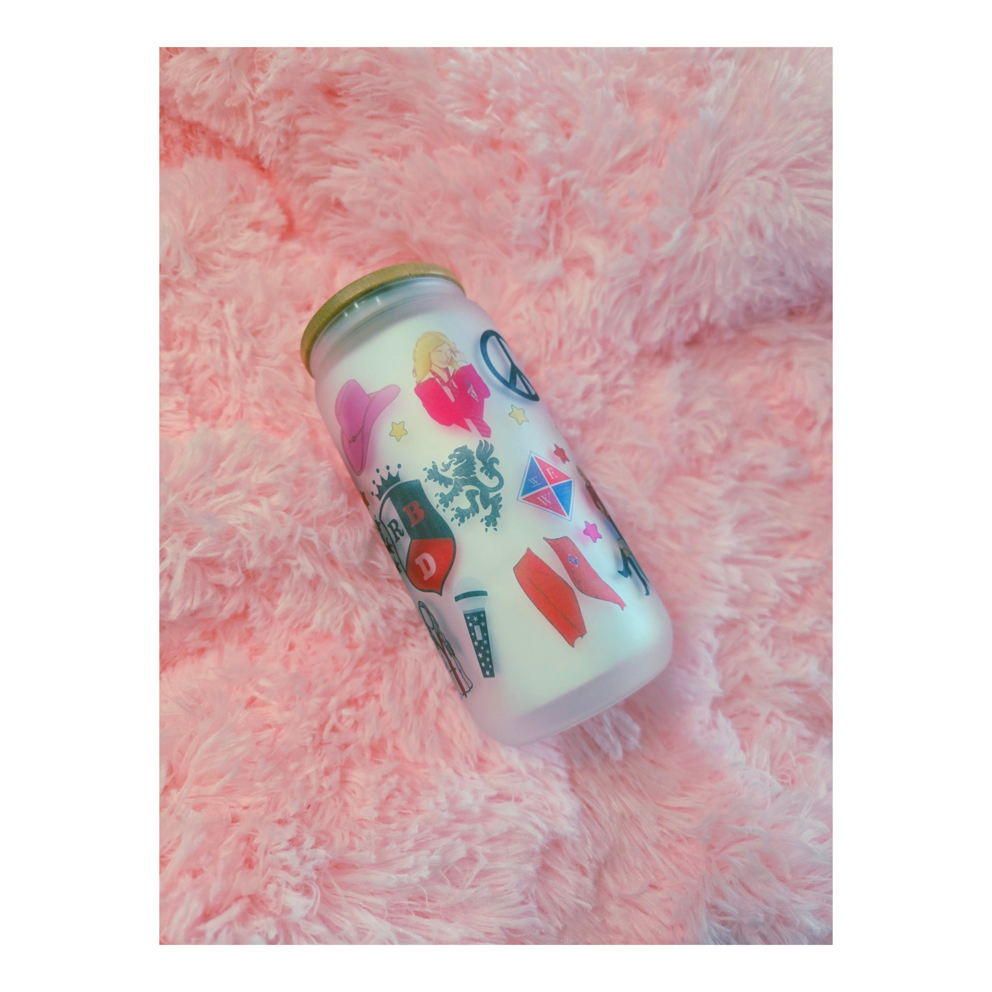 Rebelde Frosted Glass Cup, Iced Coffee Tumbler, RBD Frosted Glass Cup