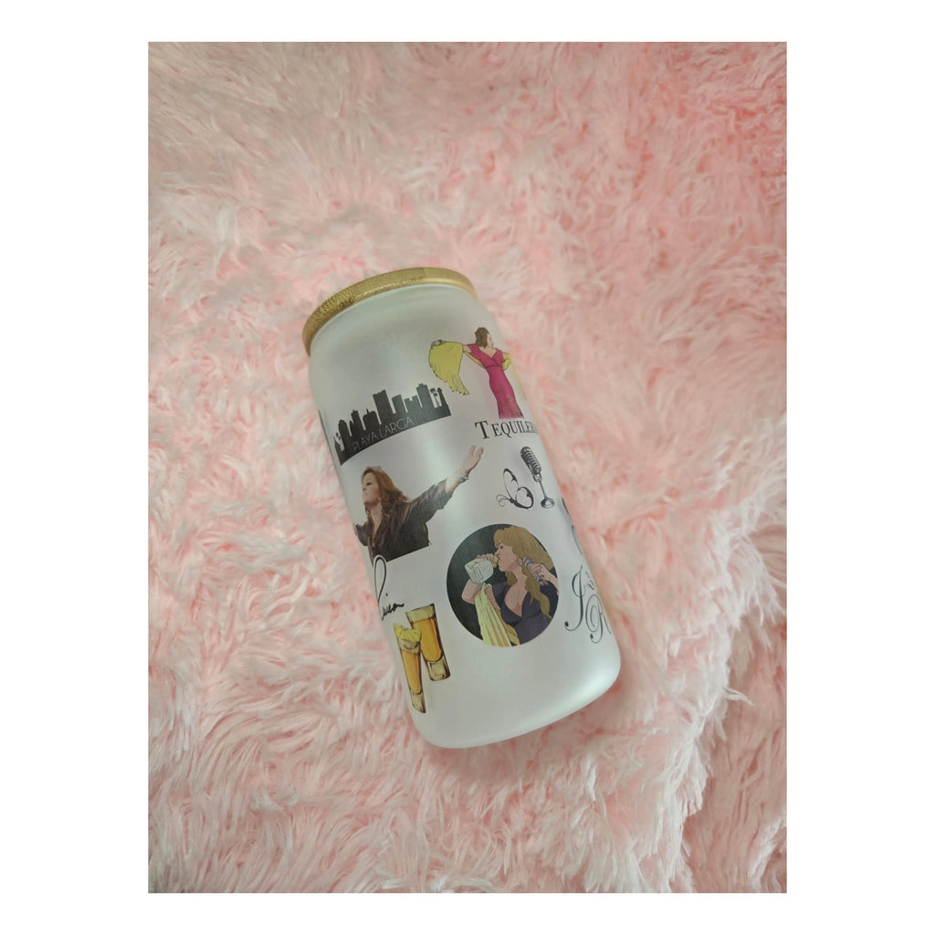 Jenni Rivera Frosted Glass Cup, Iced Coffee Tumbler