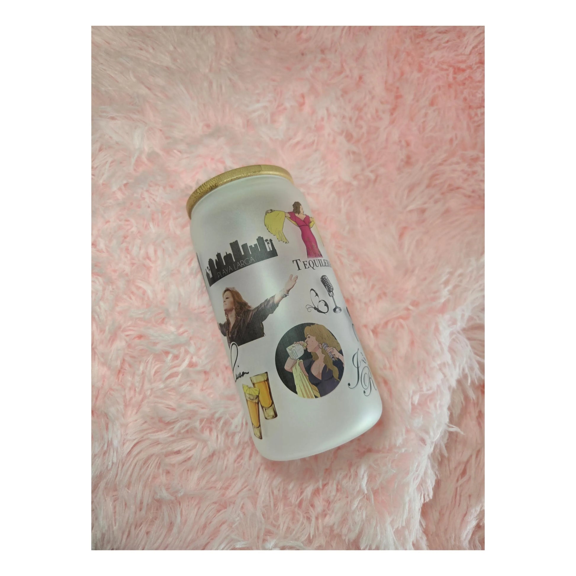 Jenni Rivera Frosted Glass Cup, Iced Coffee Tumbler