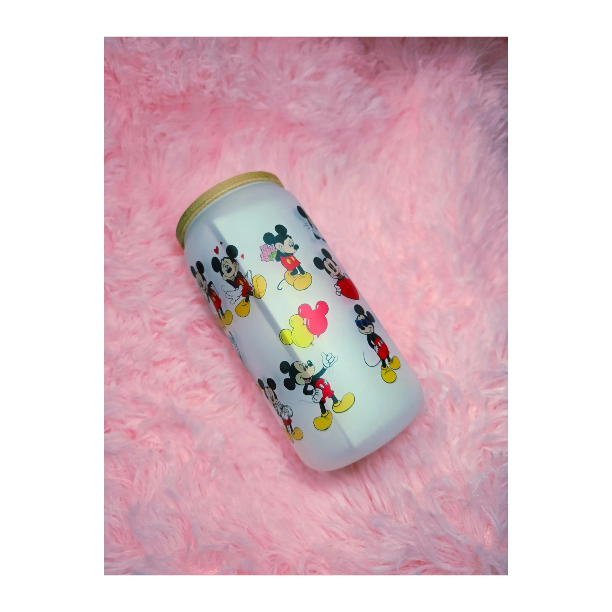 Mickey Mouse Frosted Glass Iced Coffee Cup, Personalized Tumbler