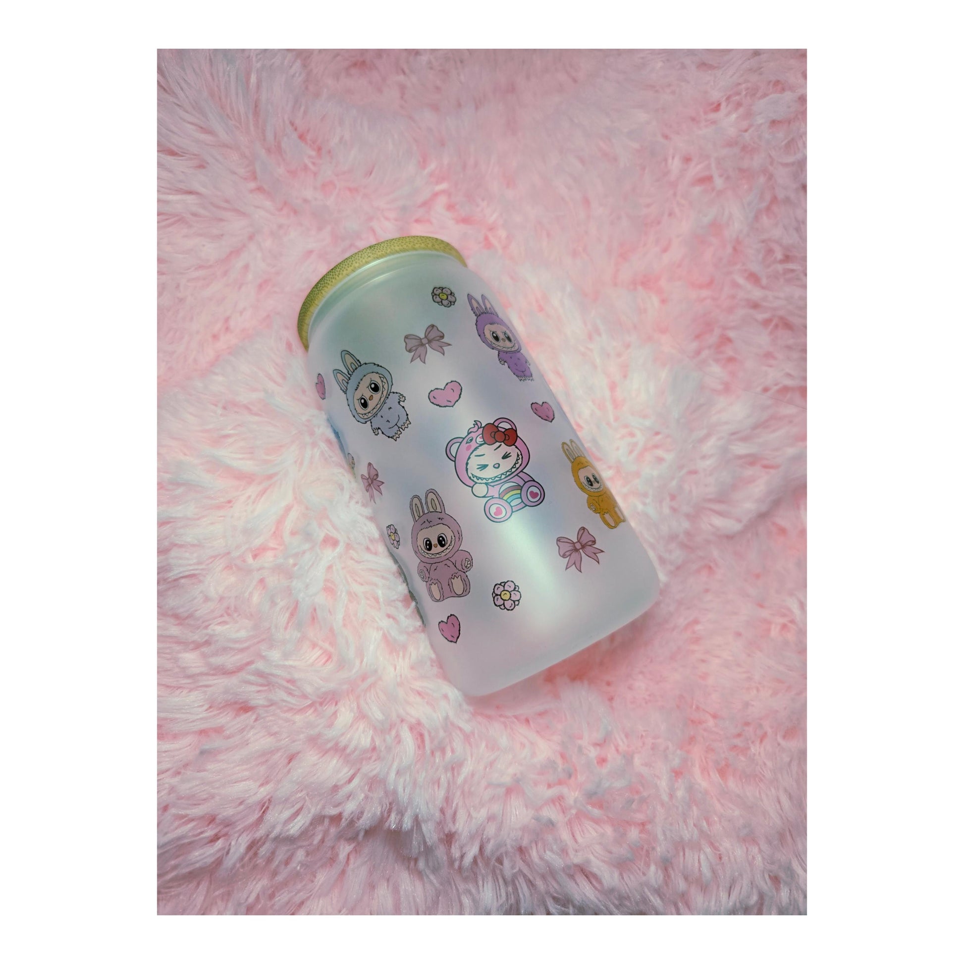 Labubus Frosted Glass cup, Iced Coffee Tumbler