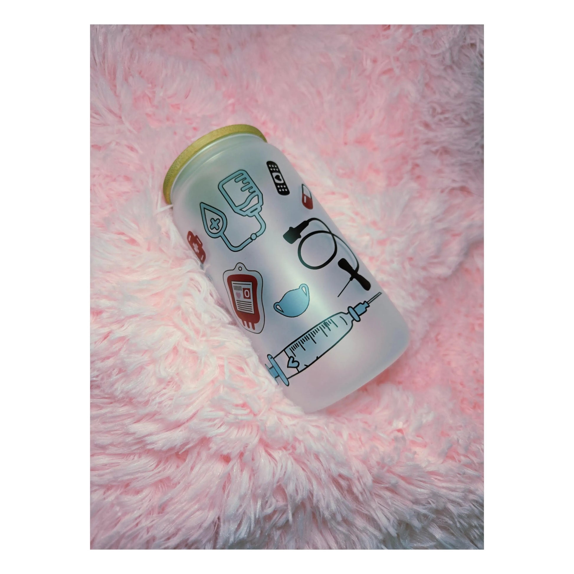 Nurse Iced Coffee Frosted Glass Cup, Personalized Tumbler
