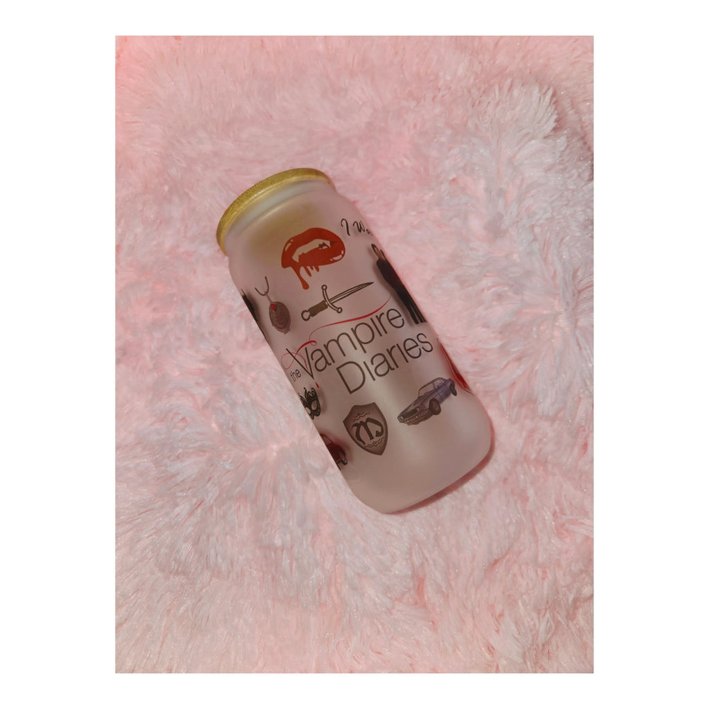 The Vampire Diaries Frosted Glass Cup, Iced Coffee Tumbler