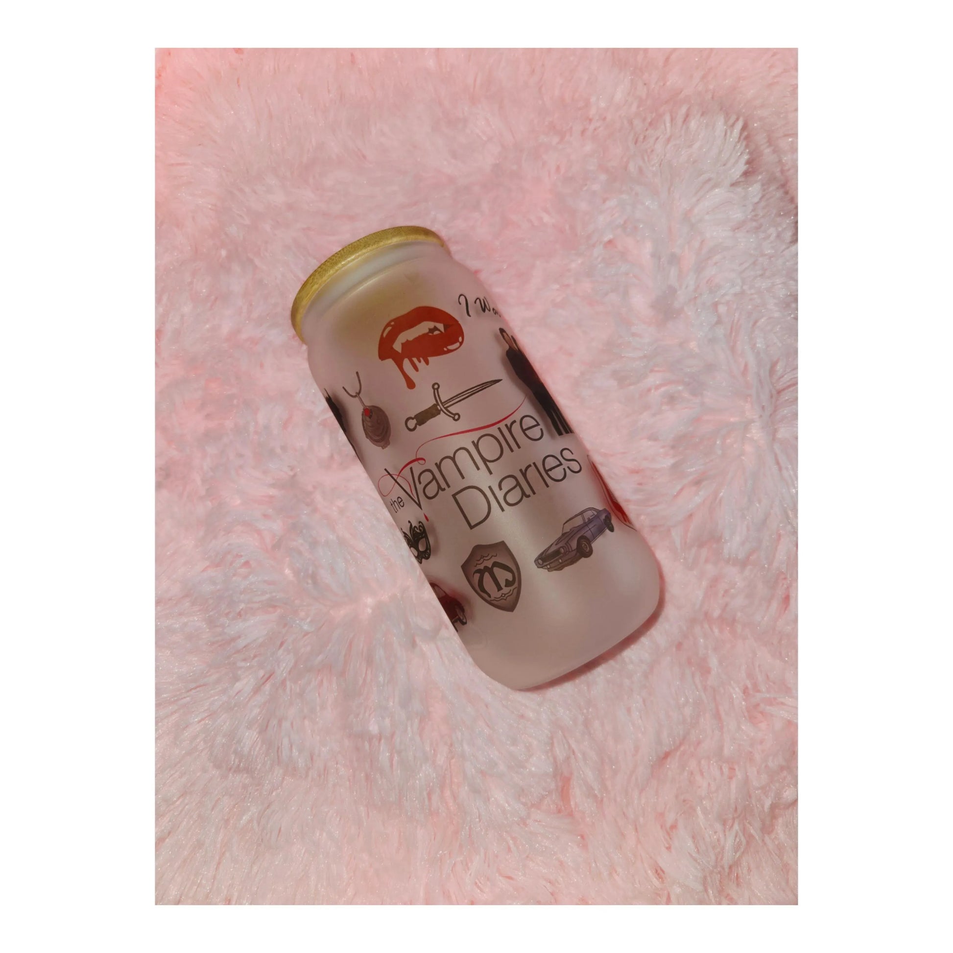 The Vampire Diaries Frosted Glass Cup, Iced Coffee Tumbler
