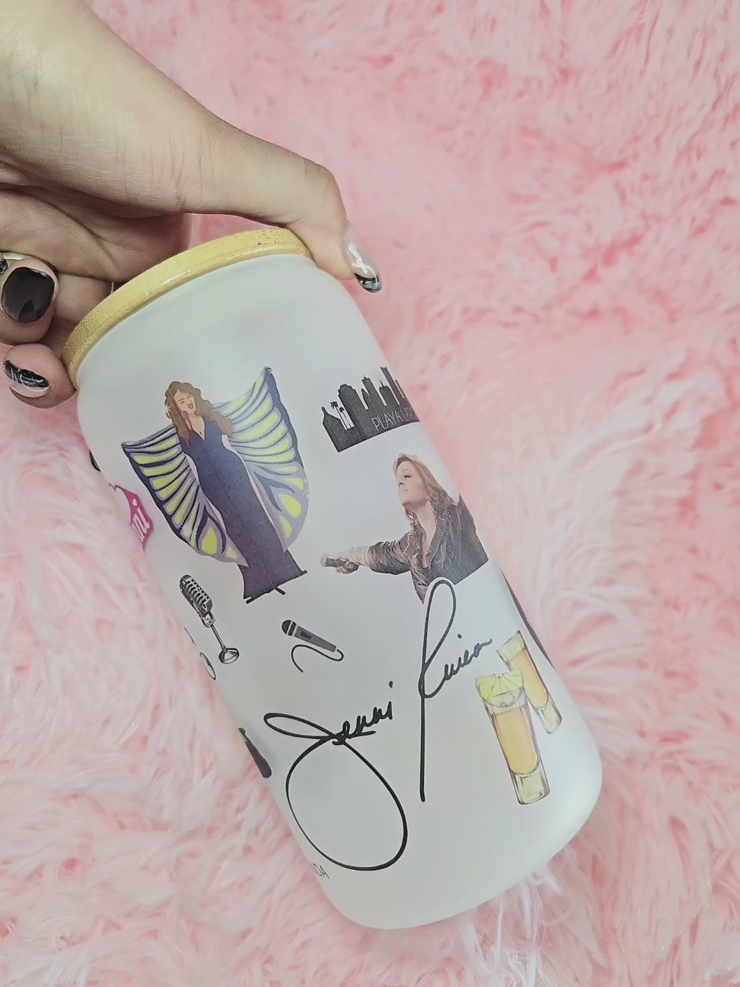 Jenni Rivera Frosted Glass Cup, Iced Coffee Tumbler