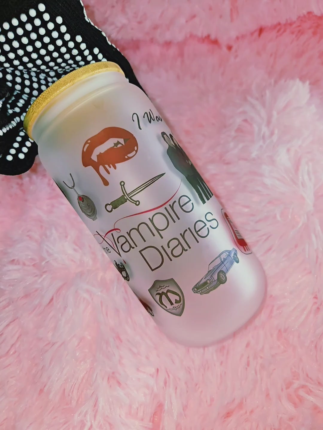 The Vampire Diaries Frosted Glass Cup, Iced Coffee Tumbler