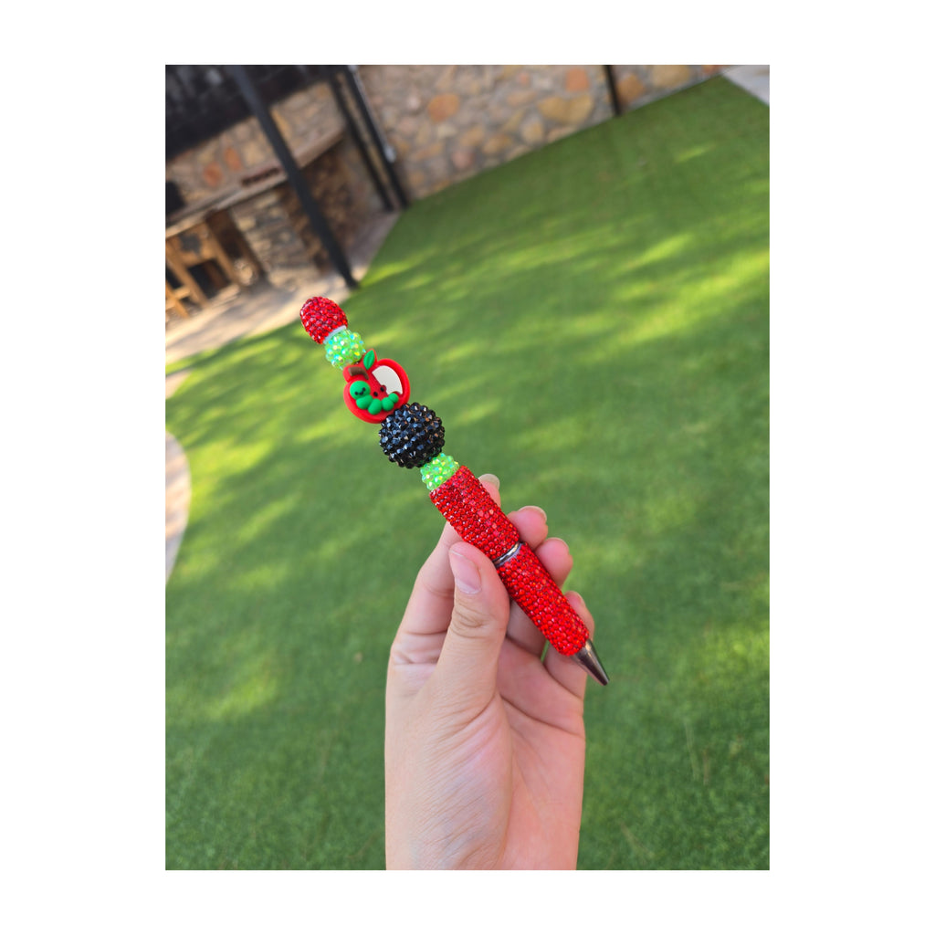 Teacher Apple Sparkle Beaded Pen 🍎✨️