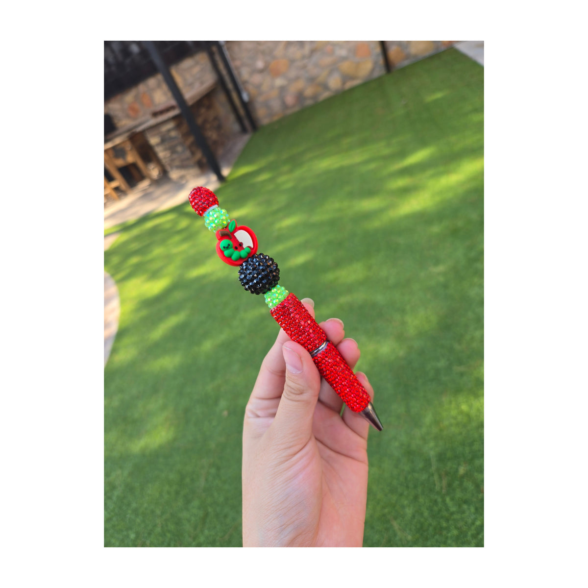 Teacher Apple Sparkle Beaded Pen 🍎✨️